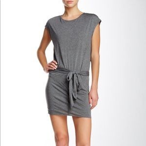 Haute Hippie Draped Back Belted Gray Jersey Dress